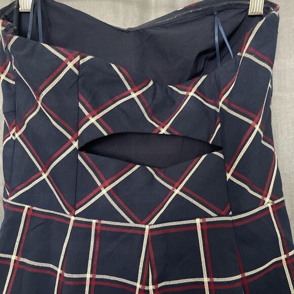 Adelyn Rae Navy and White Checkered Jumpsuit - Picture 5 of 8